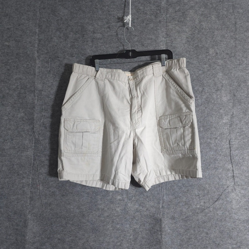 SAVANE Shorts Mens 42 Brown Canvas Cargo Khaki Mid Rise Elastic Waistband Hiking